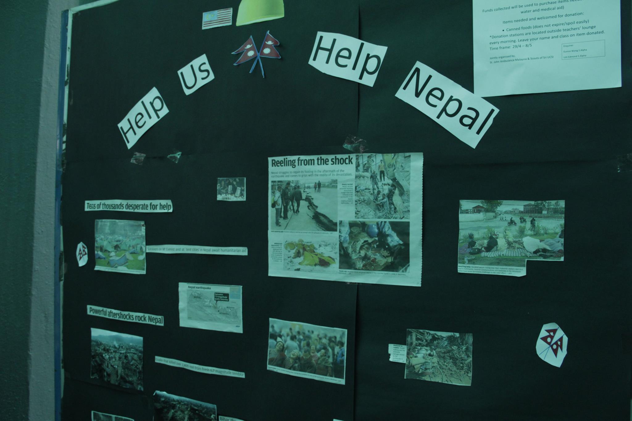 RAISING AWARENESS: A special notice board was put up to spread awareness to all teachers and students of Sekolah Sri UCSI.